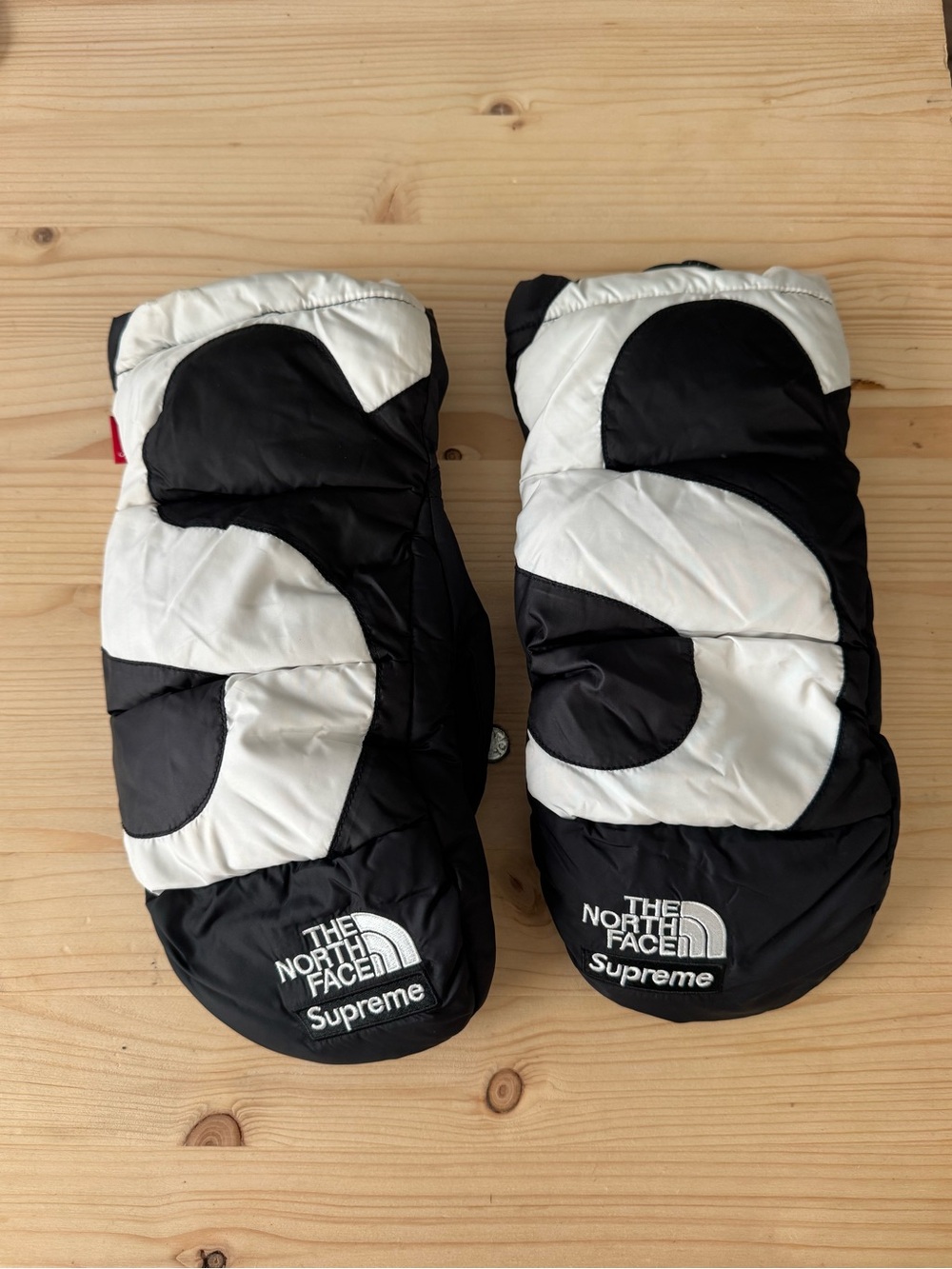 Supreme Black & White Quilted Sleeve Mittens